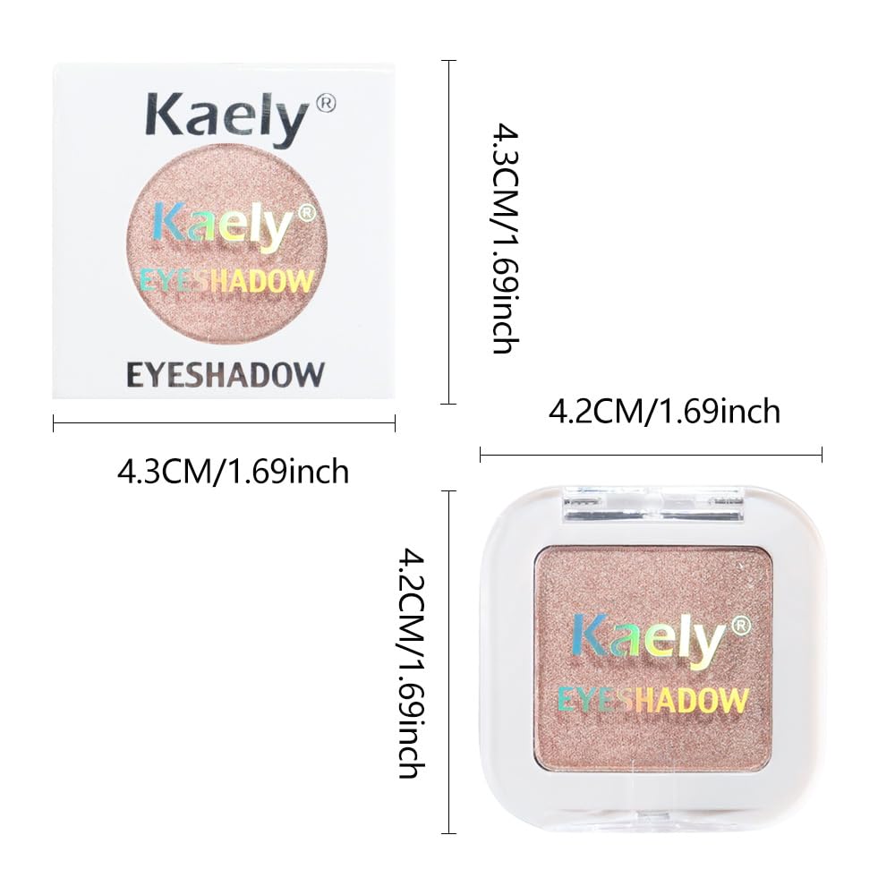 Kaely Pressed Single Eyeshadow Makeup, Champagne Shimmer Highly Pigmented Monochrome Eye Shadow Palette, Waterproof Neutral Powder Mini Eyeshadow, sombras para ojos, Lightweight Blendable, 03