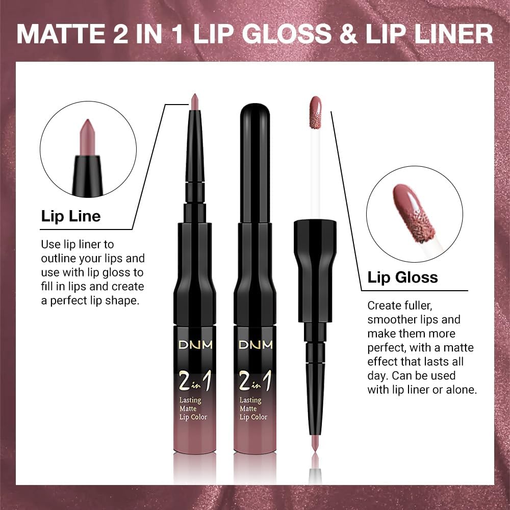 evpct 1Pcs Mauve Matte Lip Liner Stain Liquid Lipstick Makeup Set for Women, Mauve Lip Stick Liner Combo Long Lasting Waterproof Lipsticks labiales matte mate larga duracion Long Wear 24 hour Lipstick