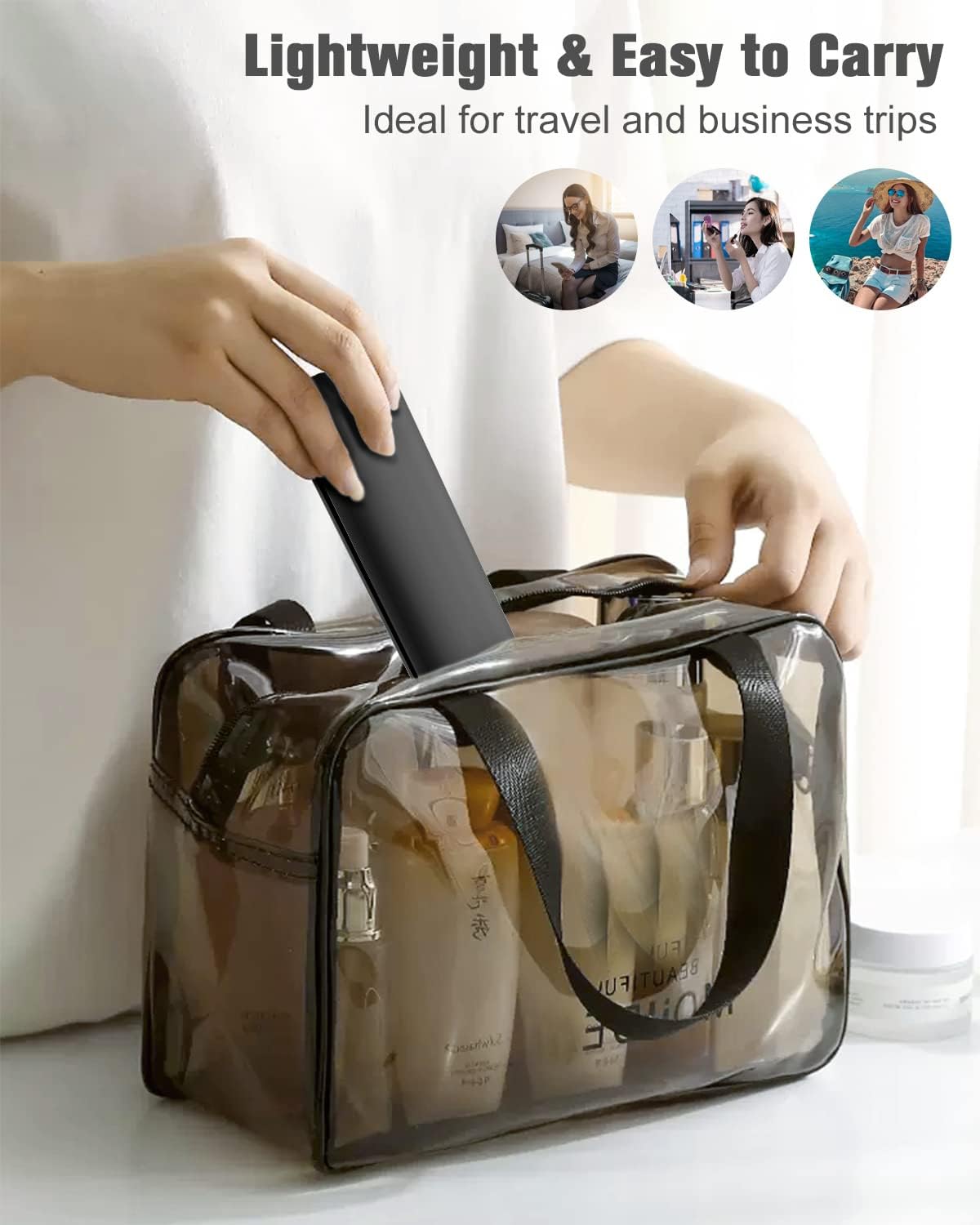 FERYES Large Travel Makeup Brush Holder, Magnetic Anti-fall Out Silicon Portable Cosmetic Face Brushes Holder, Soft and Sleek Makeup Tools Organizer for Travel- (8.27 * 2.36 * 1.57)