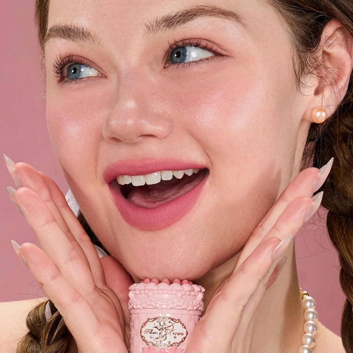 Flower Knows Strawberry Cupid Cake Lip Cream,Velvety-Smooth Matte Liquid Lipstick,Hydrating,Smudge-proof & Stain-Free Lip Stain(V05 Pineberry,0.17 Fl Oz)