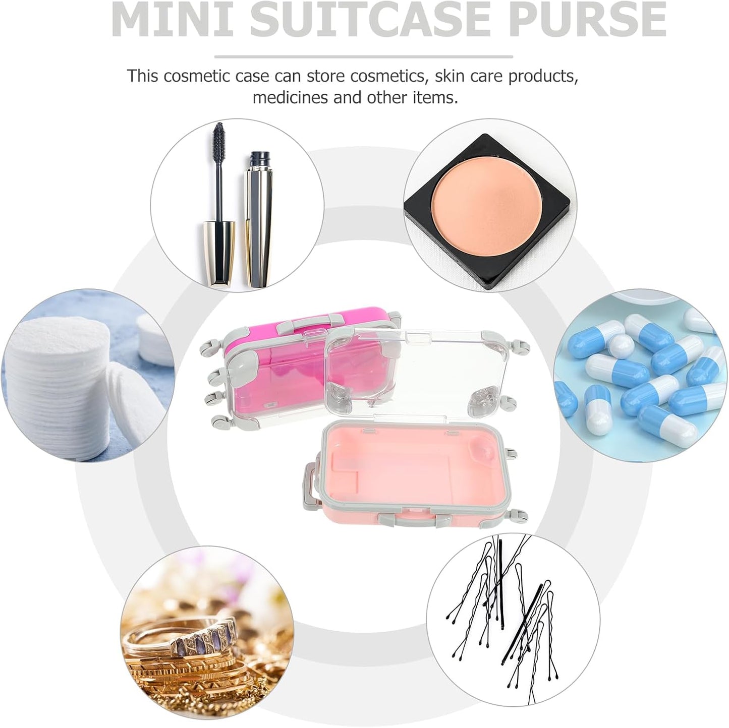 4-Piece Mini Eyelash Box Set Travel Makeup Organizer Portable False Lash Storage Case Pink Rose Red 6.49X3.34X1.96 Inches