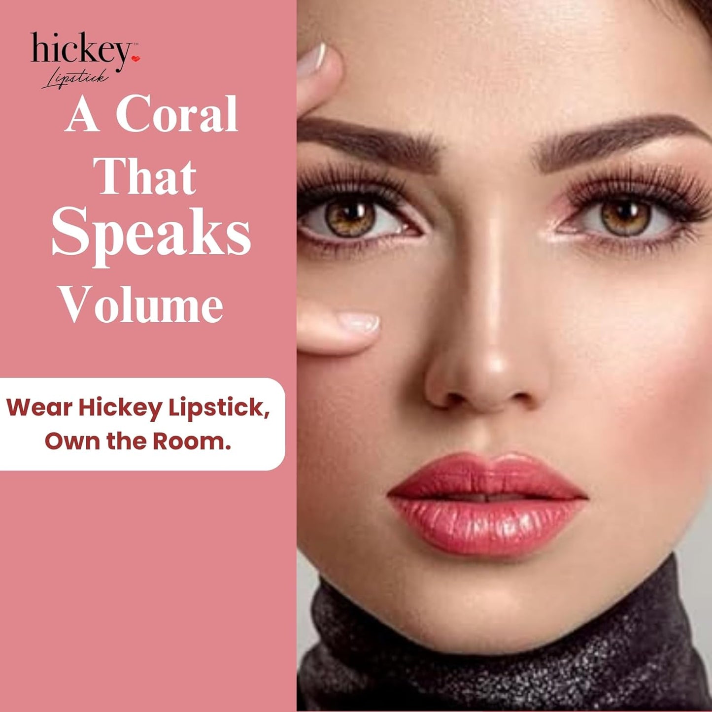 Hickey Lipstick for Women, Organic Beach Babe Coral Lipstick Refill - Hydrating & Moisturizing Long Lasting Lipstick - Vegan & Gluten-Free with Velvet Finish - Highly Pigmented, Smooth & Creamy Makeup