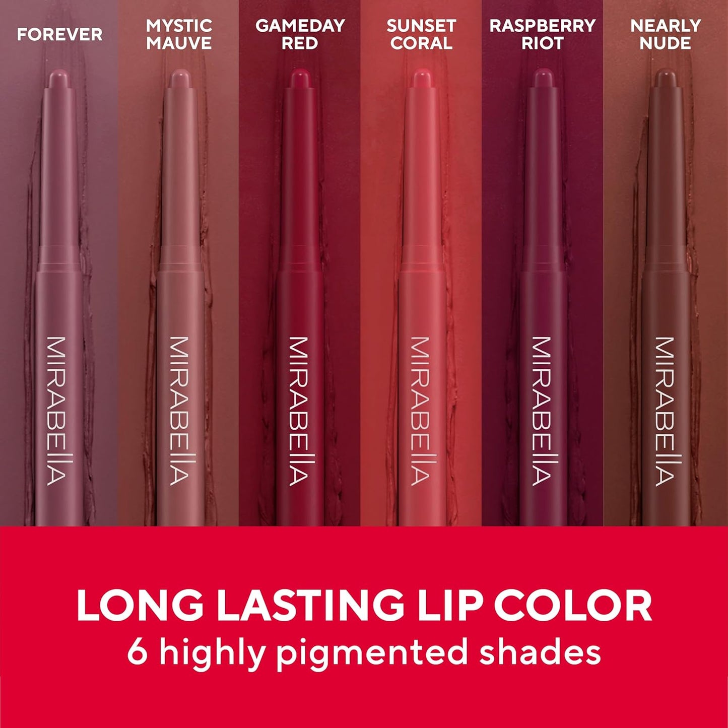 Mirabella - Velvet Matte Lip Crayon, Retractable Highly-Pigmented 2-in-1 Makeup, Long-Lasting Hydrating Lipstick Crayon + Lip Liner, Moisturizing Cream-to-Matte Lipcare Formula, Mystic Mauve