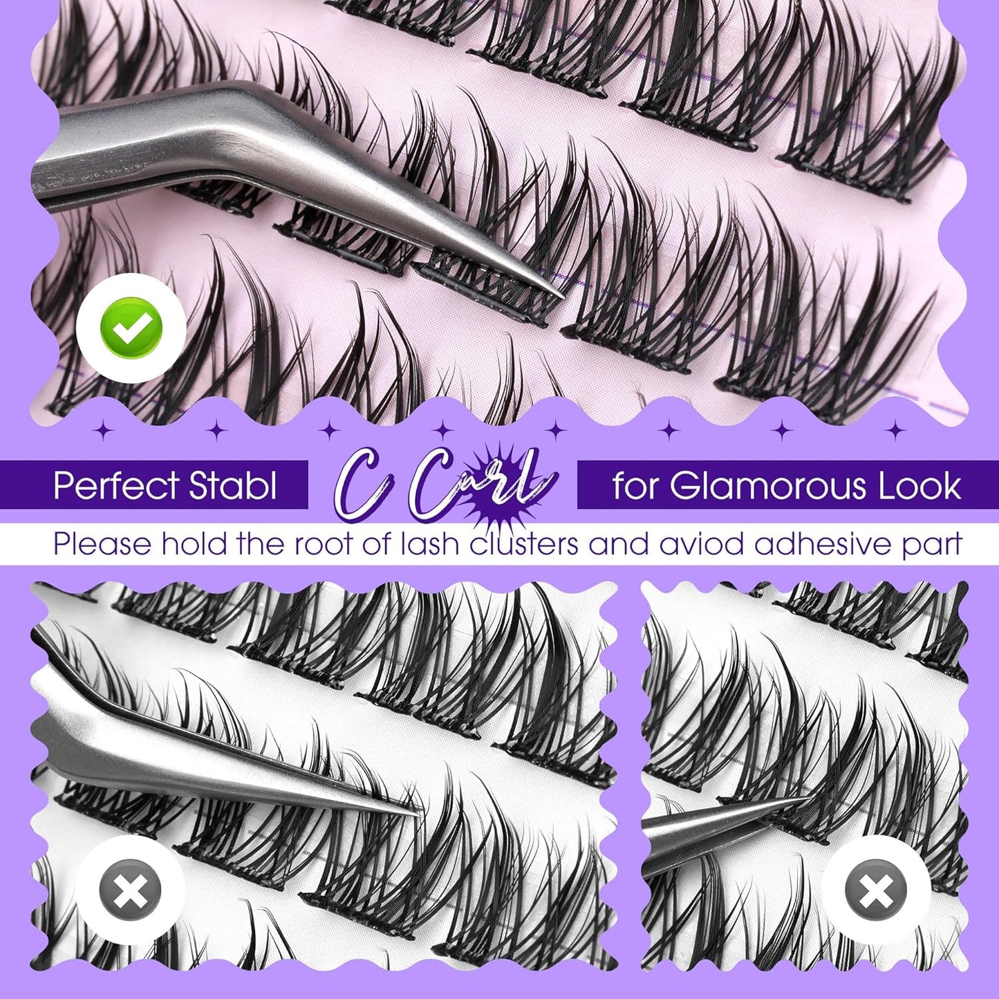 JIMIRE Self Adhesive Eyelashes Manga Lash Clusters Natural Look 11-13MM Wispy Pre Glued Lashes Clusters No Glue Needed Press on Lashes Reusable Invisible Band Fluffy Cluster Eyelash Extensions
