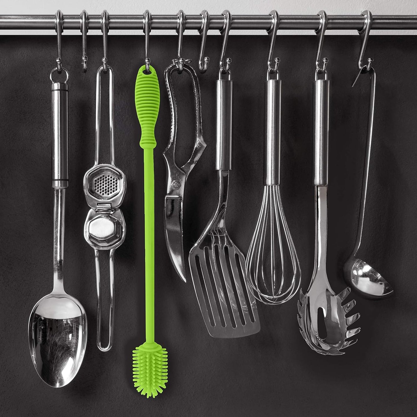 12.5" Silicone Bottle Brush & Straw Cleaner Brush Set | Water Bottle Cleaner for Hydro Flasks, Tumblers, Glassware, Vases and Narrow Neck Containers