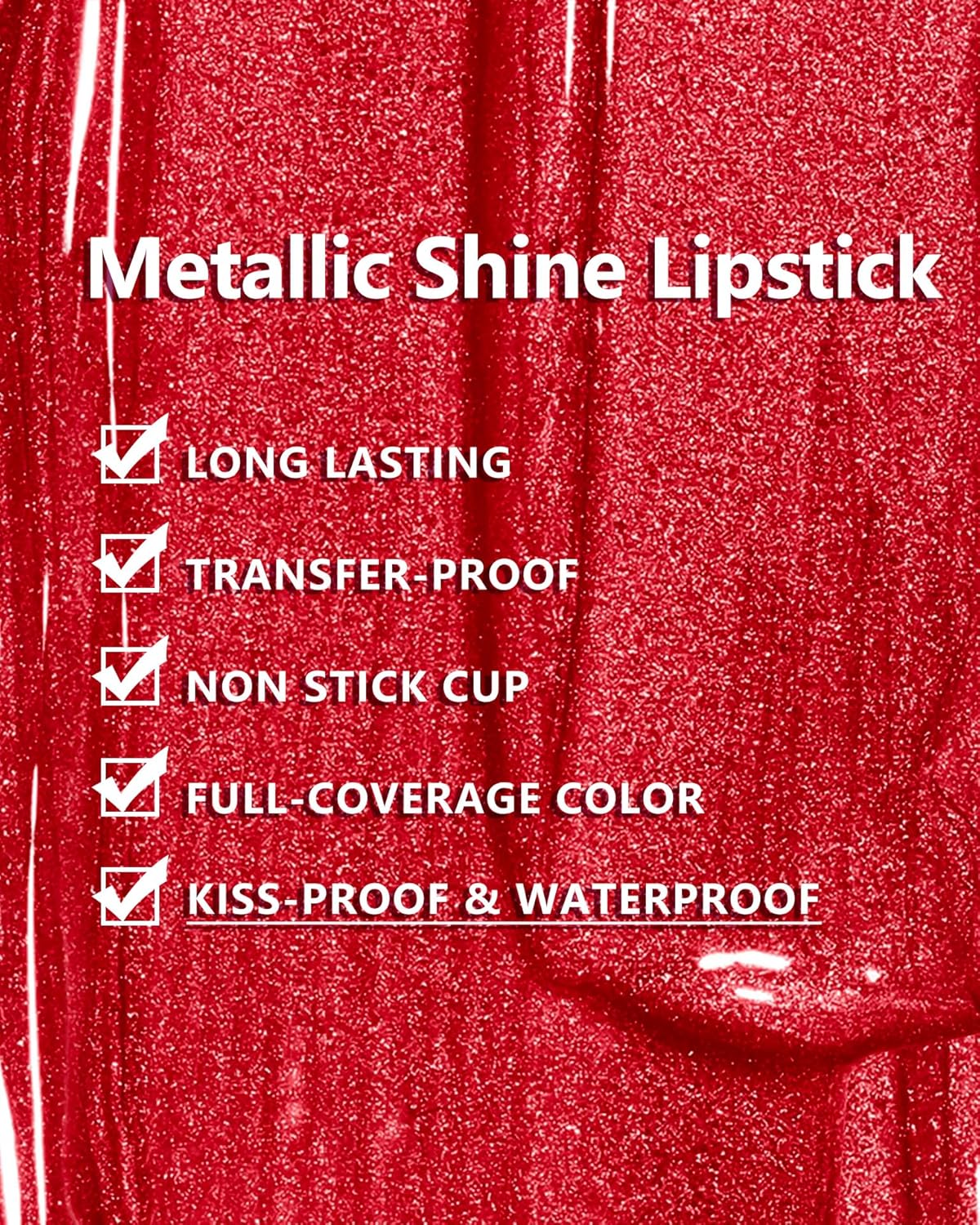 MAKI YIKA Red Lipstick for Women Metallic Lipsticks Glitter Long Lasting Lipstick No Smudge No Transfer Liquid Lip Gloss (BR20 Crushed Ruby)