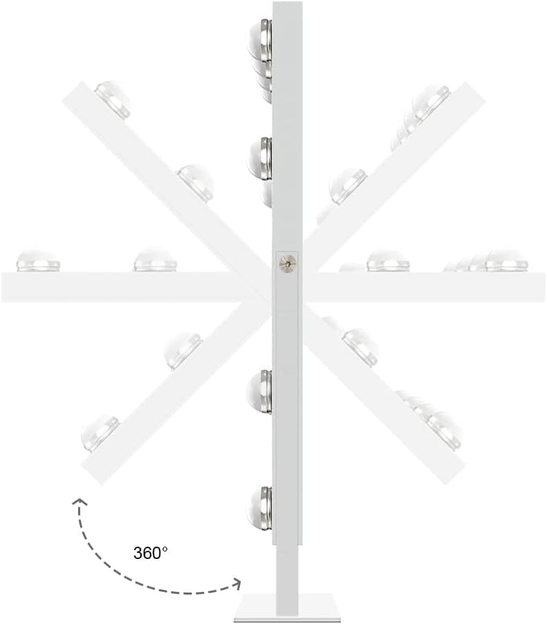 FENCHILIN Lighted Makeup Mirror Hollywood Mirror Vanity Makeup Mirror with Light Smart Touch Control 3Colors Dimmable Light Detachable 10X Magnification 360°Rotation(White)