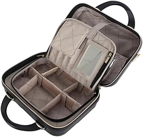 2-in-1 Essential St. Tropez Design Beauty Case - Black/Cream Python, Rose Gold