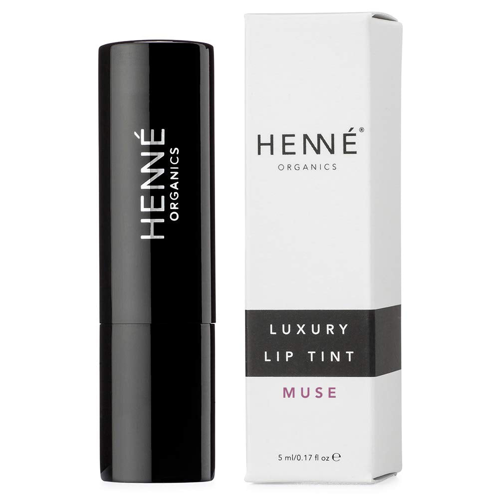 Henné Organics Luxury Lip Tint - Moisturizing, Sheer Natural Color - Muse (Berry Mauve)
