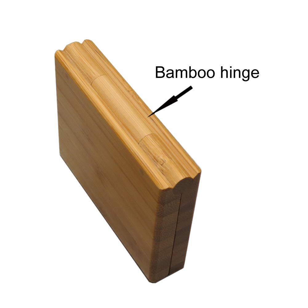 1 Piece Bamboo Empty Eye Shadow Case Box Double Grid Tinplate Palette Pans Bamboo Eyeshadow Case Magnetic Eyeshadow Palette Cosmetics Organizer Container with Makeup Brush for Eye Shadow Blush Powder