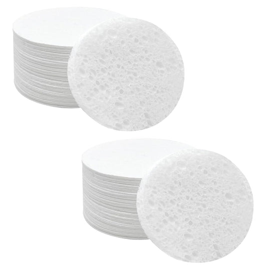 100-Count Facial Sponges Compressed Natural Cellulose Sponge Round Shape Face Sponge for Face Cleansing Exfoliating and Makeup Removal, White