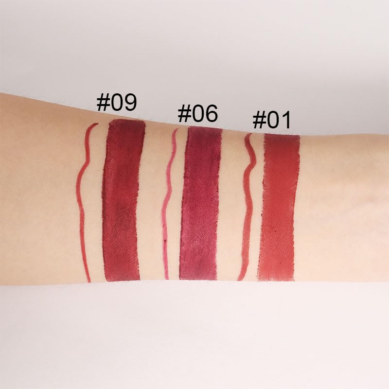 evpct 3Pcs Dark Ruby Wine Red Lip Liner and Lipstick Set Kit for Women Matte Matt 24 Hour Lipstick and with Lip Liner Pencil Set Waterproof Long Lasting 24 labial labiales mate 24 horas originales