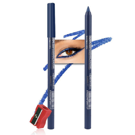 evpct Blue Glitter Eyeliner Pencil for Eyes, Dark Royal Blue Metallic Shimmer Eye Liner Pencil Makeup Waterproof Smudge Proof, Colored Gel Waterline Eyeliner, Face Eye Paint Stick Halloween Makeup 07