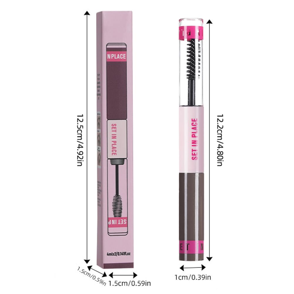evpct 2-in-1 Tinted Brow Gel & Clear Brow Setting Glue Eyebrow Gel Kit - Strong Hold 24HR Waterproof Smudgeproof Eyebrow Makeup for Natural Soft Full Brows, Brows Enhancer Mascara Makeup - Dark Brown