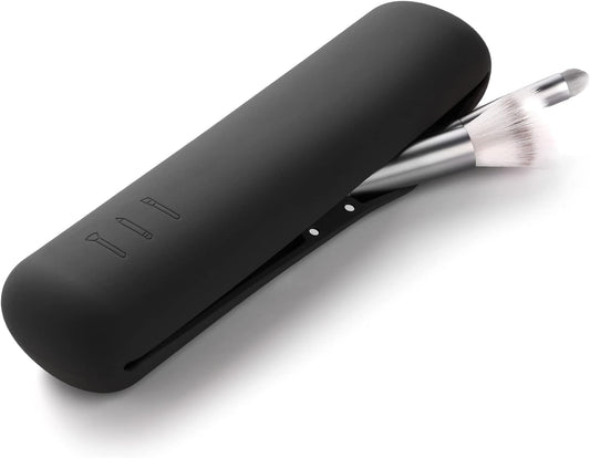 FERYES Large Travel Makeup Brush Holder, Magnetic Anti-fall Out Silicon Portable Cosmetic Face Brushes Holder, Soft and Sleek Makeup Tools Organizer for Travel- (8.27 * 2.36 * 1.57)