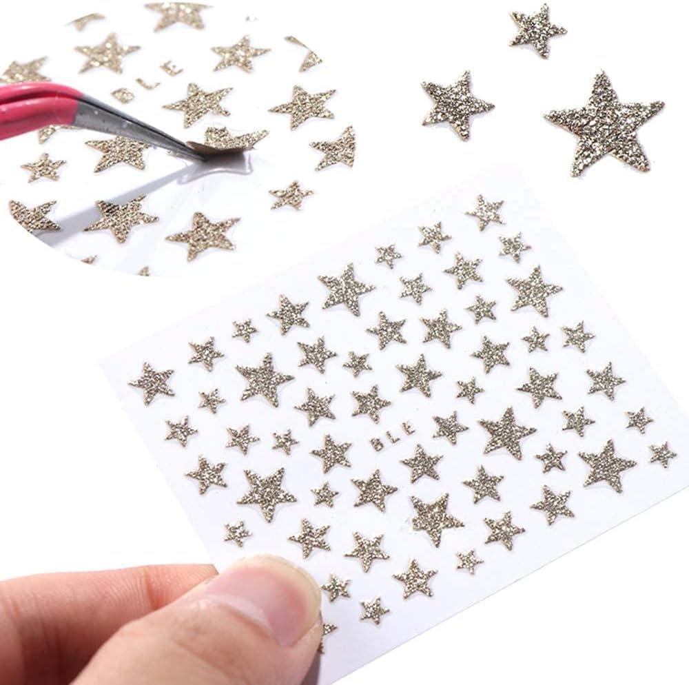 10 Sheets Star Nail Art Stickers Decals 3D Self-Adhesive Nail Art Stickers Star Designs Nails ArtDecorations Stars Decals Manicure Accessories