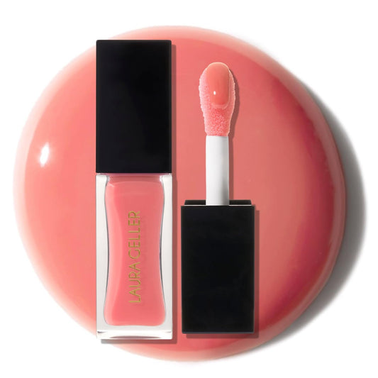 LAURA GELLER NEW YORK Fine Shine Glossy Lip Oil, Beachy Peach - Hydrating Squalane - Soft Coral Lip Gloss