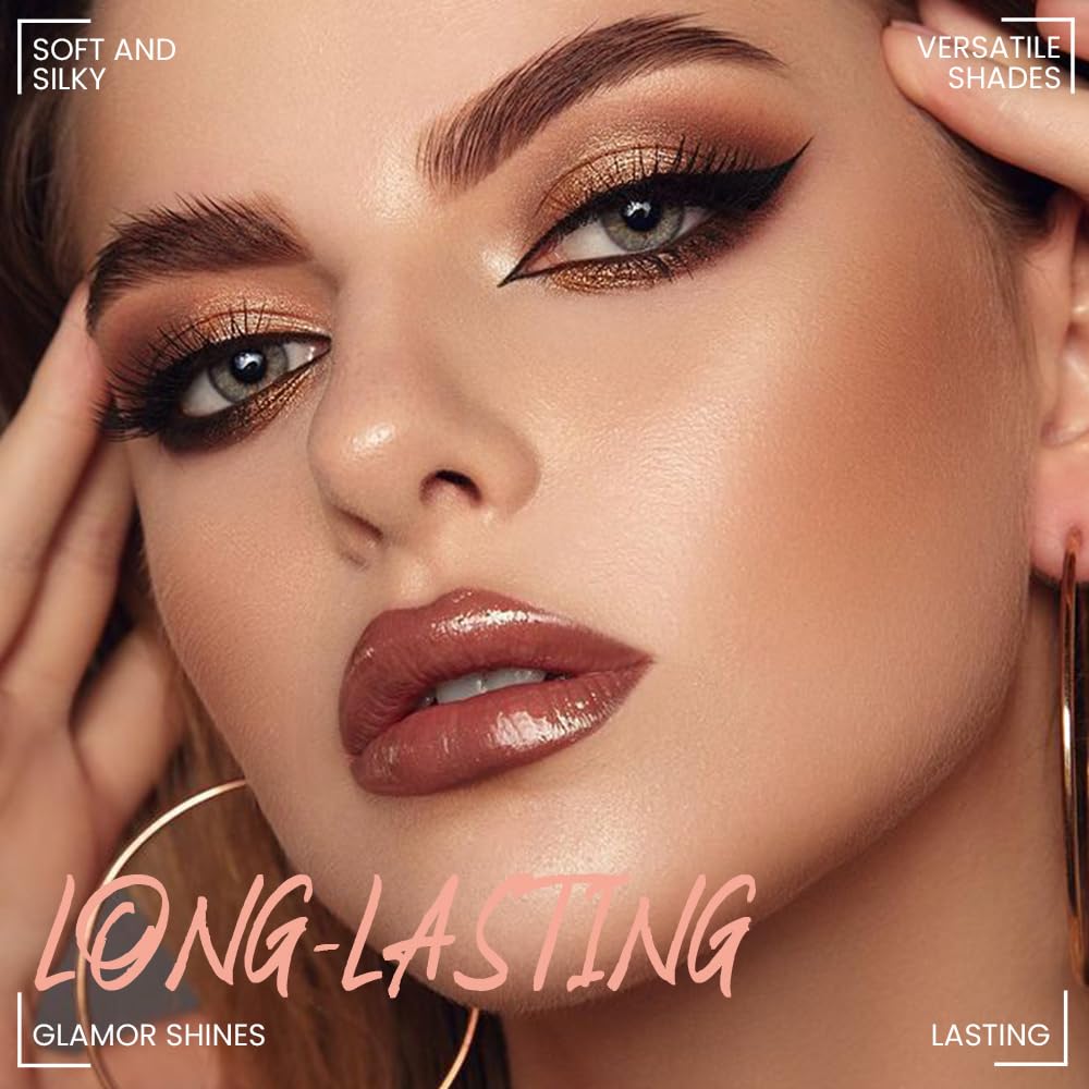 6-Color Nude Champange Brown Matte & Shimmer Eyeshadow Palette with Mirror – Highly Pigmented, Long-Lasting Eye Makeup for Artists & Creative Looks (02#)