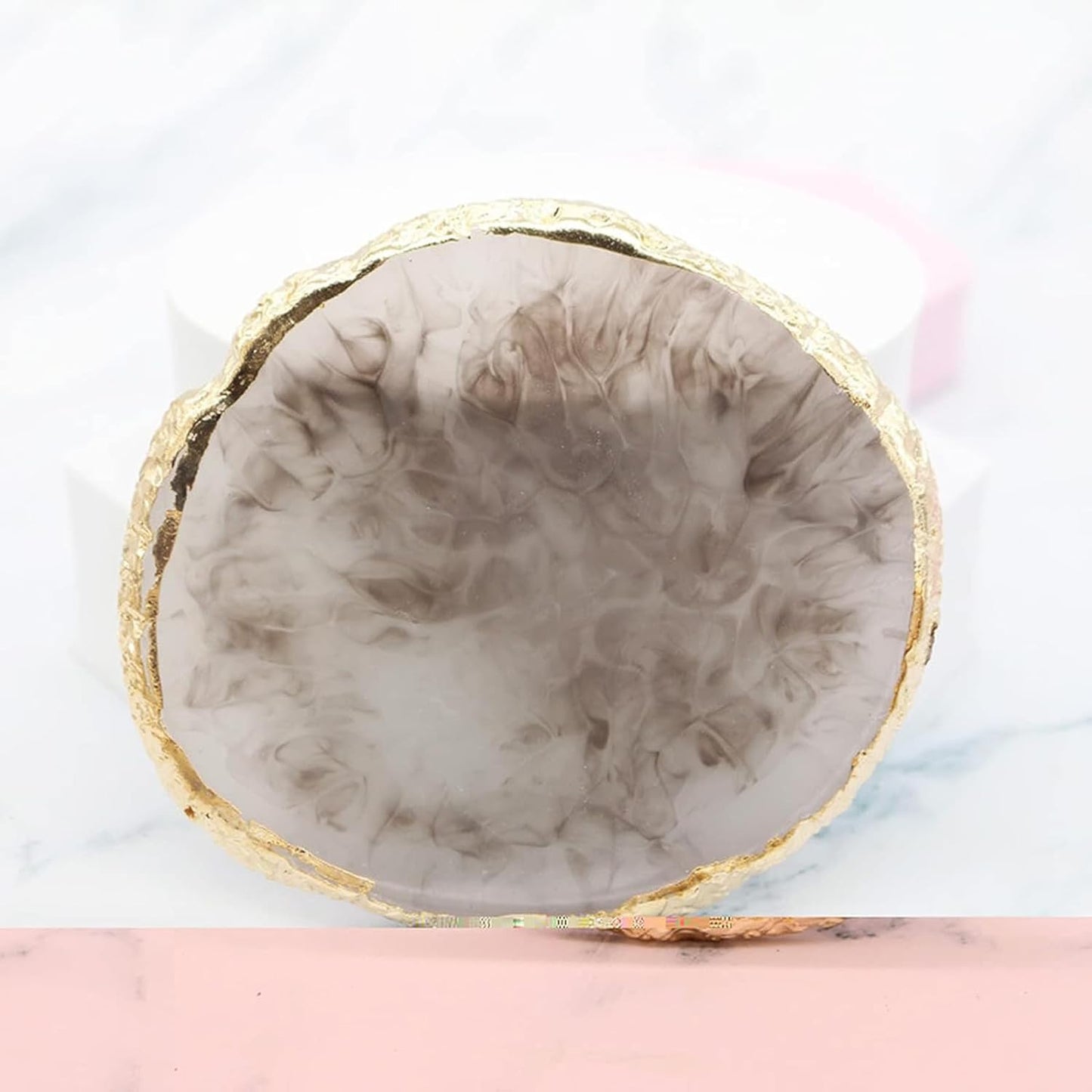 2 Pcs Resin Nail Palette Nail Polish Palette Nail Art Palette with Stainless Stirring Rod (Gray and Purple)