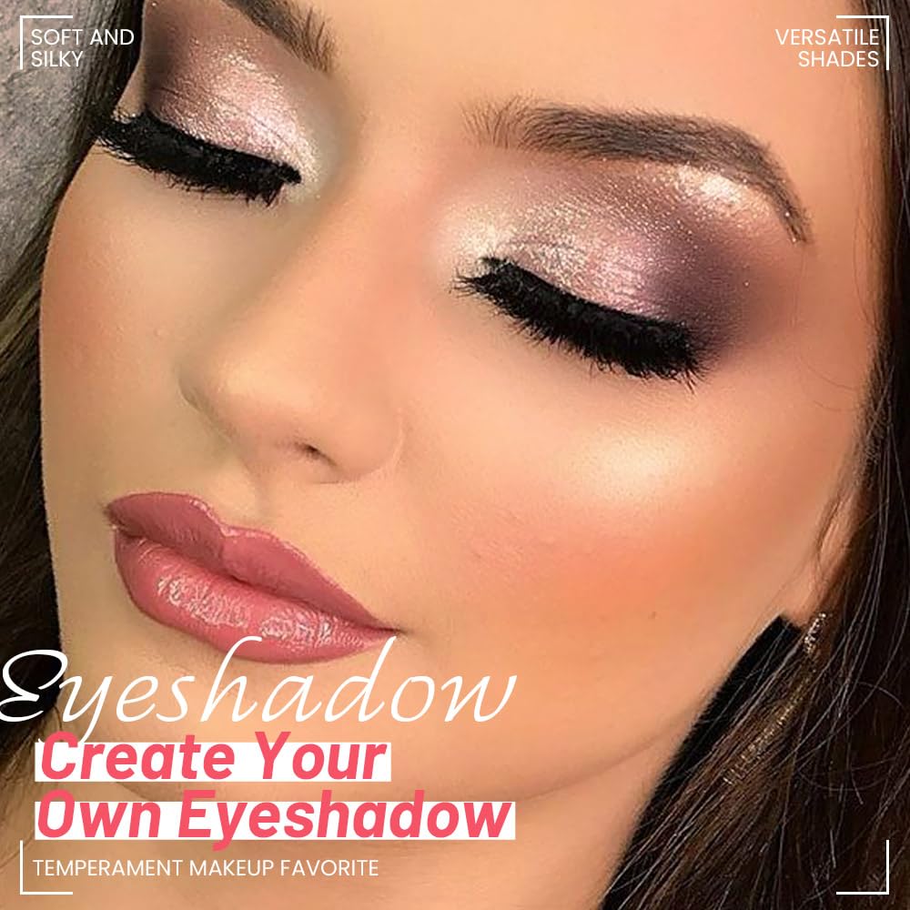 4 Colors Eyeshadow Makeup Palette,Champagne Nude Pink Dark Brown Natural Neutral Eye Shadow Palette with Mirror,Long Lasting Naturing-Looking,Waterproof