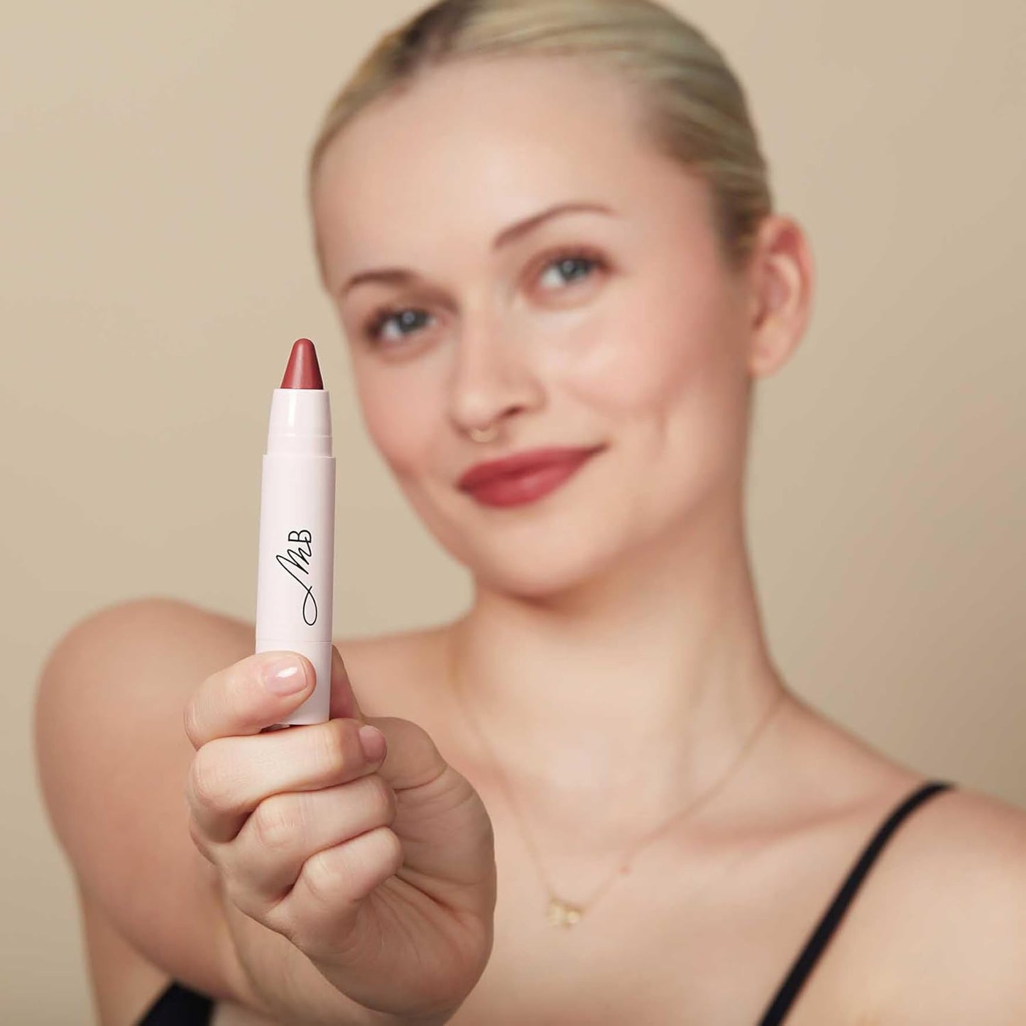 Monika Blunder Beauty Kissen Lush Lipstick Crayon - Valentina (Browny Muted Red) - Clean Beauty, Cruelty-Free, Vegan