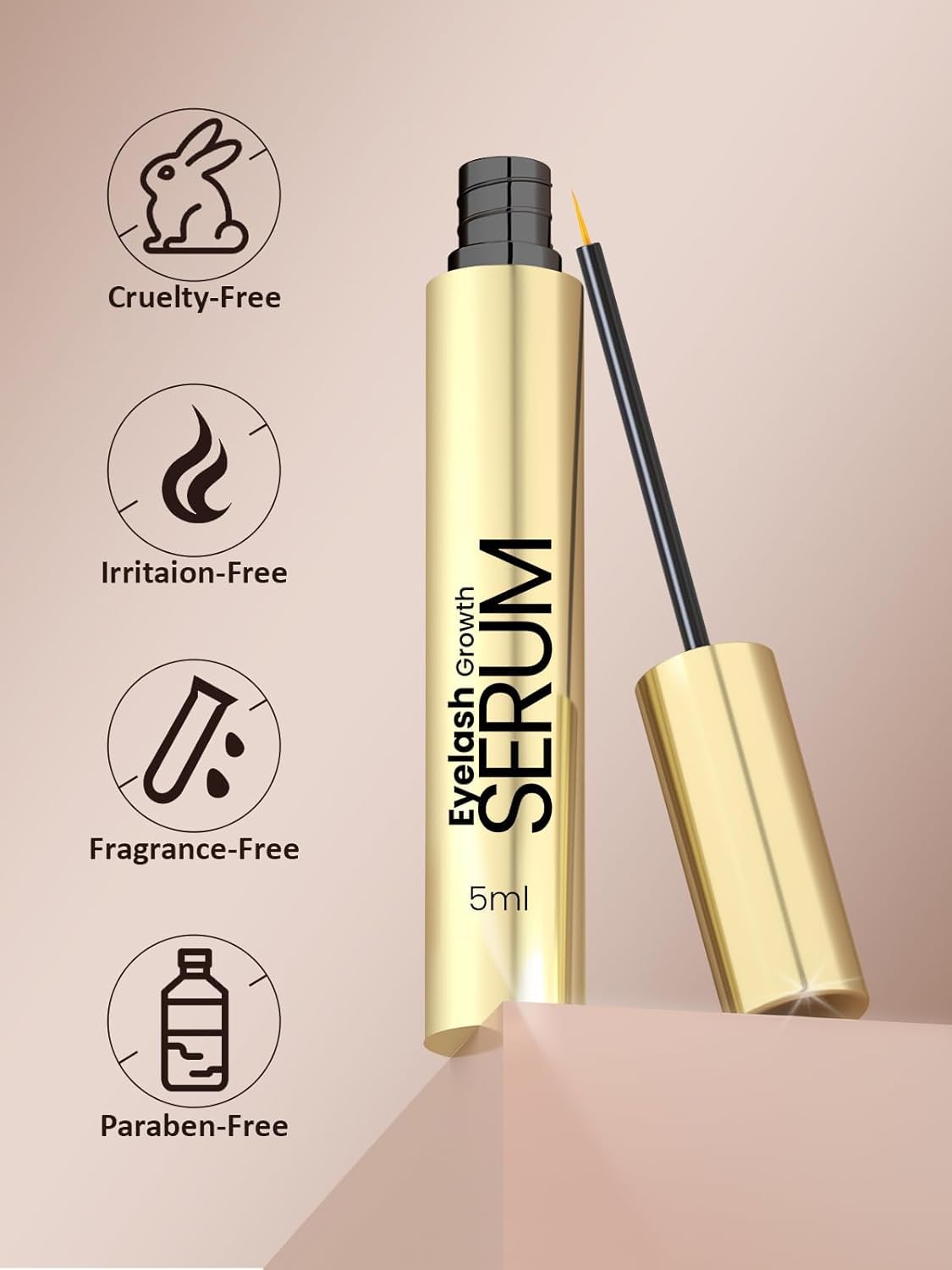 Lash Serum for Eyelash Growth - Natural Lash Enhancing Treatment for Thicker Longer Fuller Looking Eyelashes & Advanced Formula Vegan & Cruelty-Free for Sensitive Eyes, Nightly Use Girls (5ML)