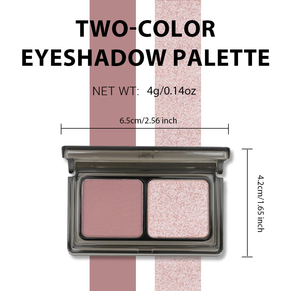 Mauve Champagne Two Color Matte Shimmer Glitter Eyeshadow Palette,Eye Shadow Powder Professional Long-Lasting Waterproof Makeup Palette,Easy-To-Apply and Compact for Travel,Vegan & Cruelty-Free