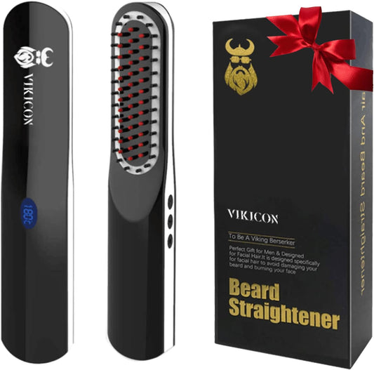 Beard Straightener, Beard Straightening Comb with Cordless/Mini Sized/Auto Shut Off for Traveling, Home, Dating, Great Gift for Dad, Father's Day Gift
