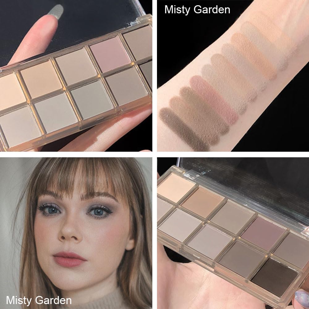 10 Colors Nude Gray Taupe Matte Eyeshadow Palette,Neutral Nude Eye Shadow Palette,Long Lasting Waterproof Travel Size Makeup Pallete,Vegan,Cruelty -free