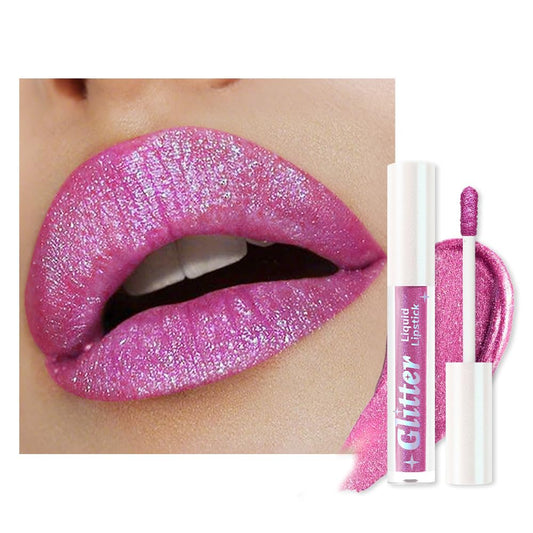 Light Purple Metallic Lipstick for Women,Lightweight Glitter Sparkling Liquid Lipsticks,Shimmer Lip Gloss Stain Long Lasting Waterproof Smudge Proof Non-Drying 24 Hour Full Coverage Lip Makeup,Vegan