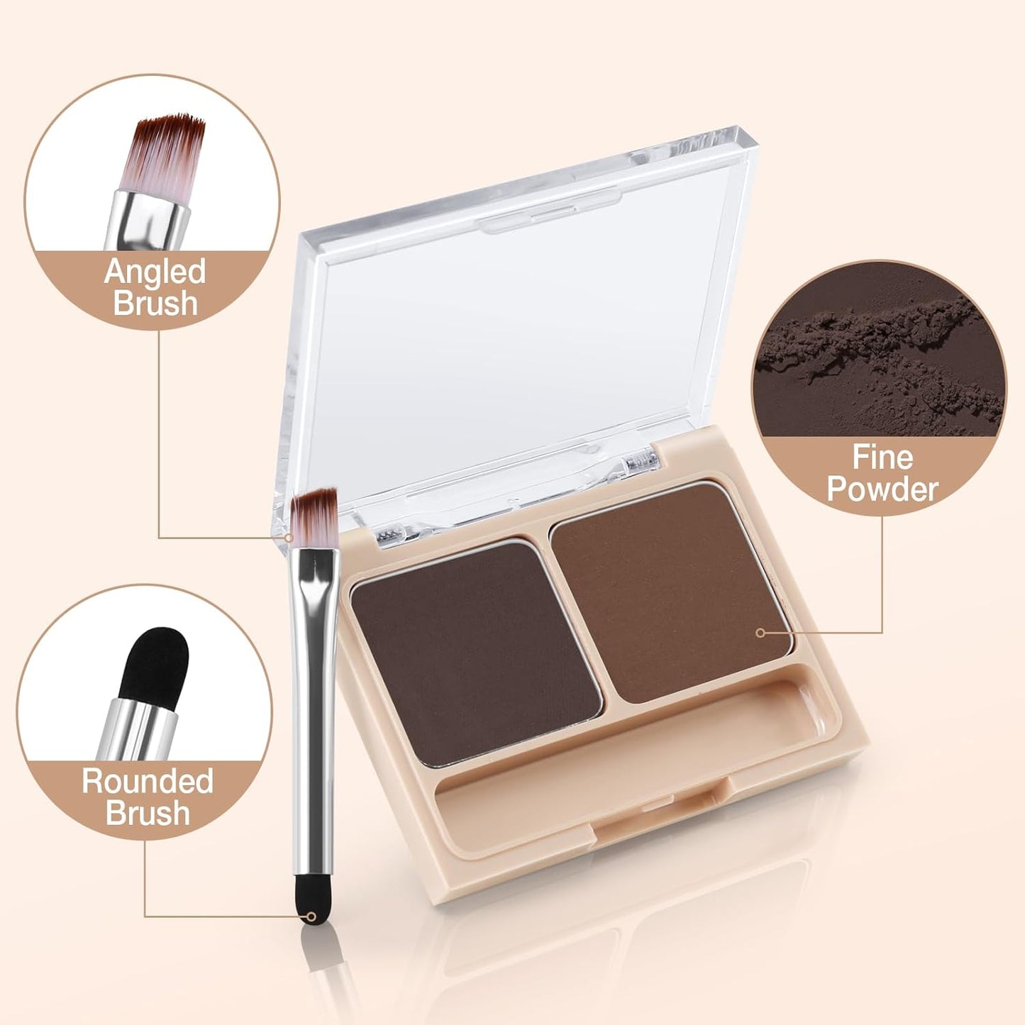 Boobeen 2-Color Eyebrow Palette, Brow Powder Makeup for Sculpting and Defining Brow, Eye Contour Kit with Brush Applicator