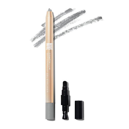 MAKE Beauty Continuum Waterproof Gel Eyeliner Pencil. Creamy, Pigmented Multi-Use, including Waterline with Built-in Sharpener and Blending Brush. Smudge-Proof Makeup. Shade - Interstellar, Silver