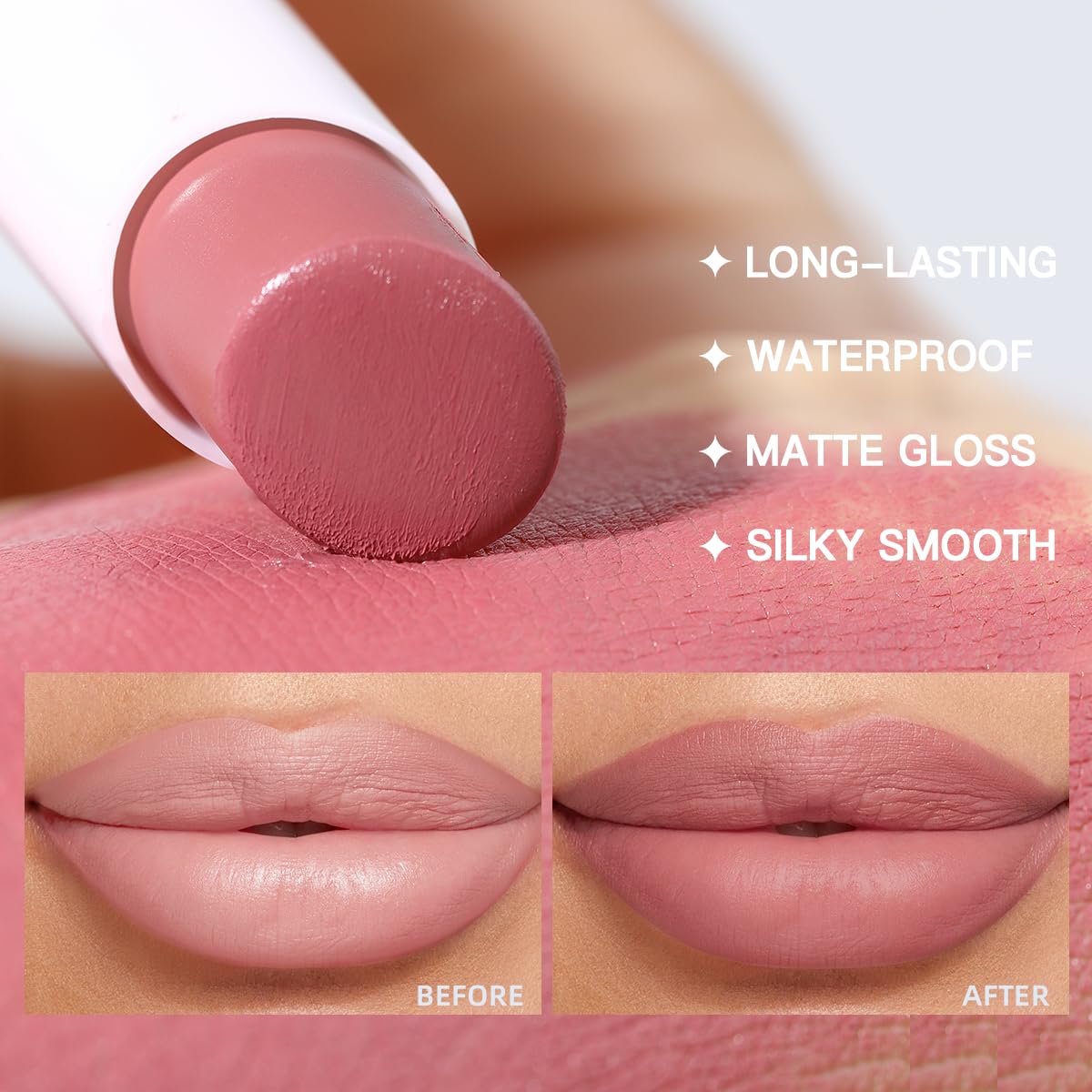 USHAS Lipstick and Lip Liner Combo Set 2 in 1 Waterproof Lipstick for Women Lip liner Set Long Lasting Lipstick, Matte Lipstick Pen with Lip Liner Set Makeup Kits (S8, Pack of 1)