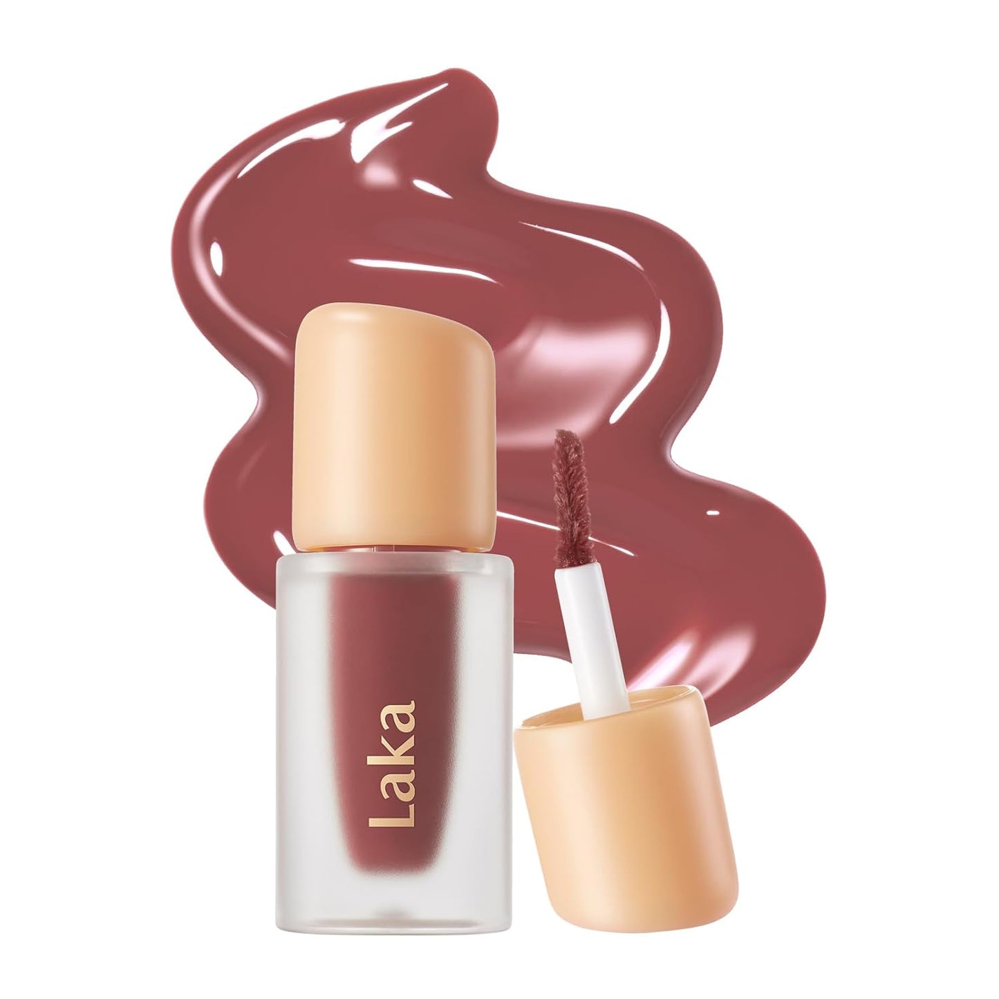 Laka Fruity Glam Lip Tint Mini, Glowing Lip Stain with Wide Color Spectrum, Hydrating & Lightweight Texture, Long-Lasting Bold Stain, Non-Sticky, Vegan, K-Beauty (#129 Maroni)