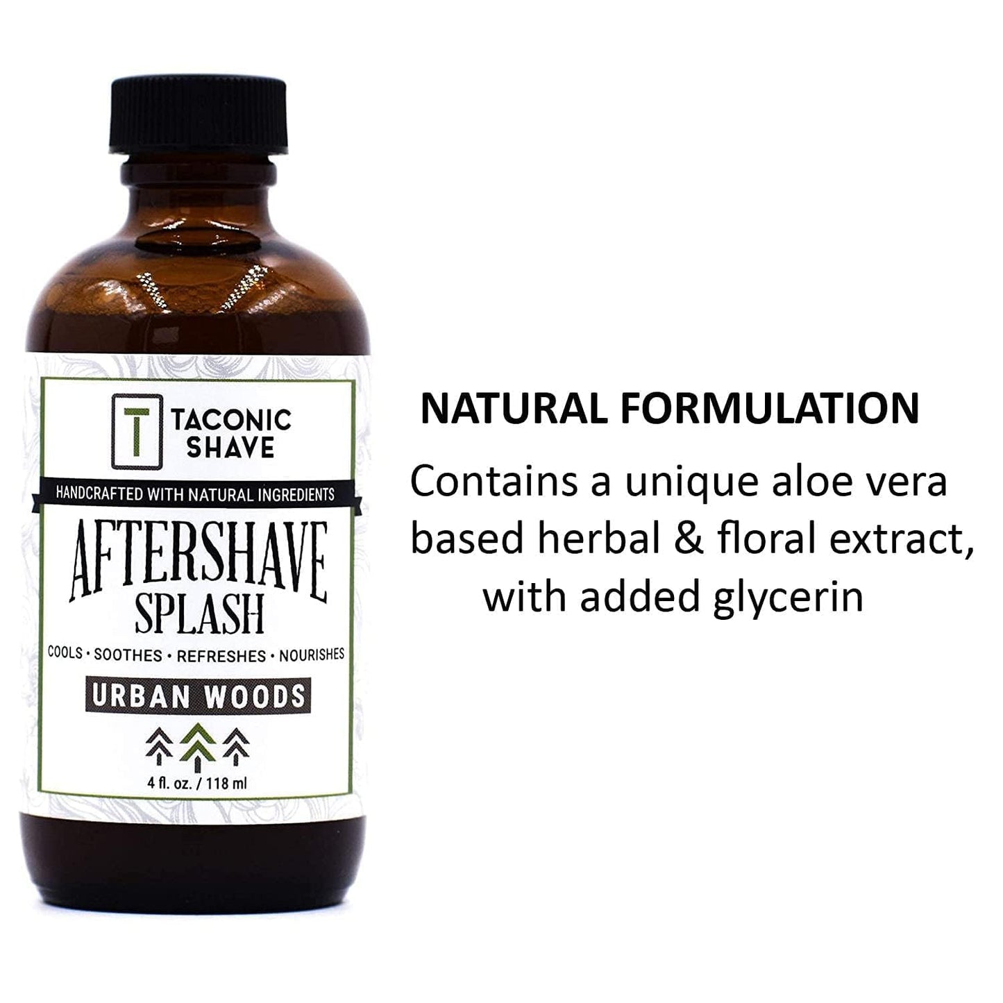 Taconic Shave Urban Woods Aftershave Splash – Invigorating Forest Scent – Alcohol-Free Men’s After Shave with Natural Botanicals – 4 oz USA Made