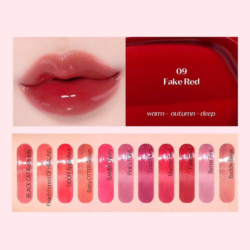 ETUDE Over Growy Lip Stain Tint, Fake Red, 0.1 oz (3 g), Lipstick, Glossy Finish, Highly Moisturizing, Melotint, Plush, Glossy, Volume, Vegan Certified