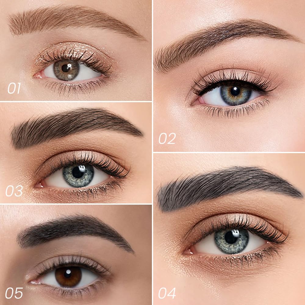 Kaely 2Pcs Eyebrow Pencils for Women, 4 Tip Magical Precise Waterproof Brow Pen, Microblading Eyebrow Contouring Pen, lapiz de cejas 3d Eye Brow Gel, 24h Smudge Proof,05 Black