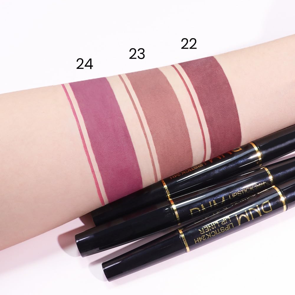 evpct 1Pcs Light Nude Beige Matte Lip Liner and Lipstick Combo Set Kit for Women, Magic Neutral Lipsticks 24 Hours Original Lipstick and Lips Liner Pencil Stain Makeup Long Lasting Waterproof, 23#