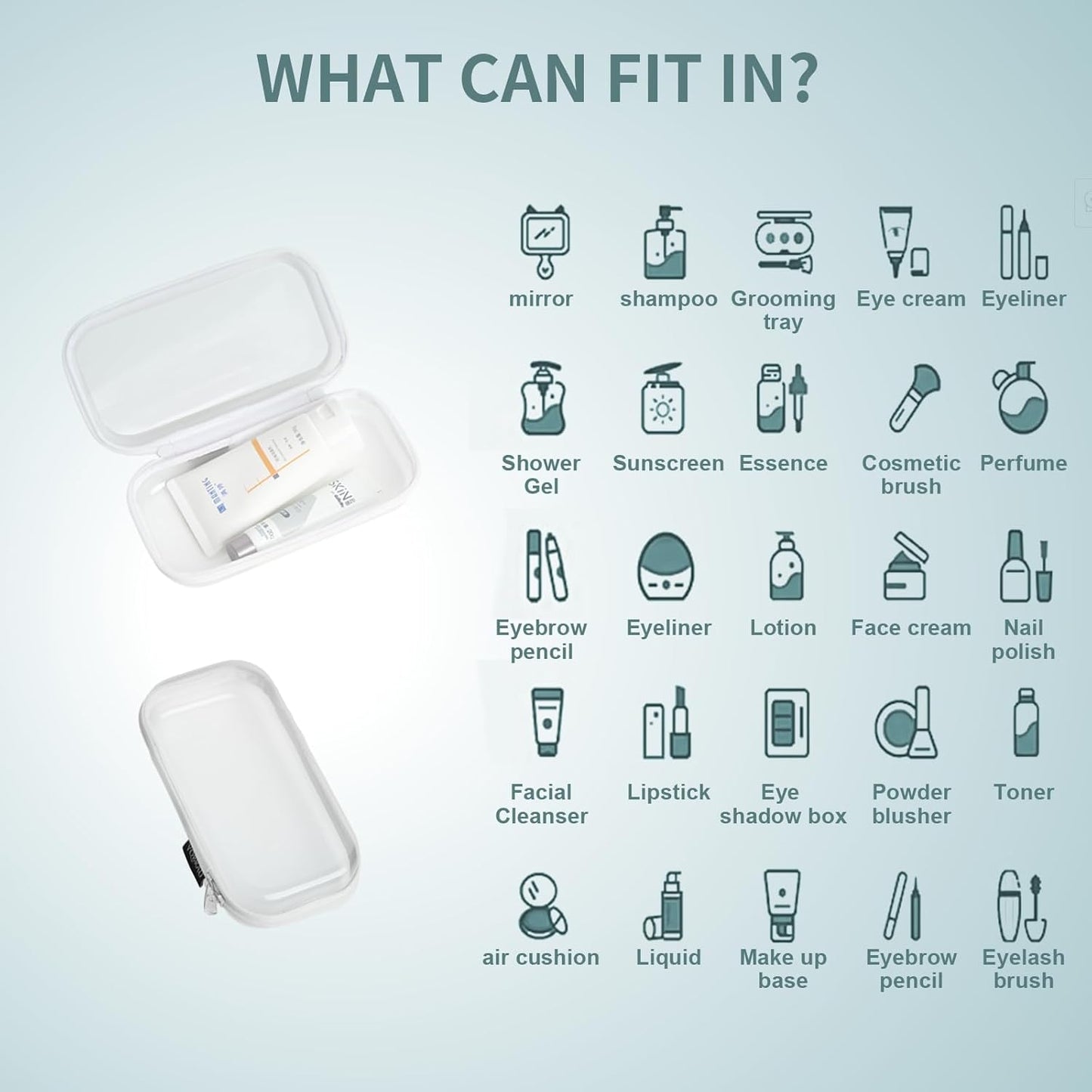 Set of 2 - Hard Sided Clear Zipper Case for Storage - Professional-Grade Plastic Hard Shell Zippered Organizers, Cosmetic Bag, Snack Bins