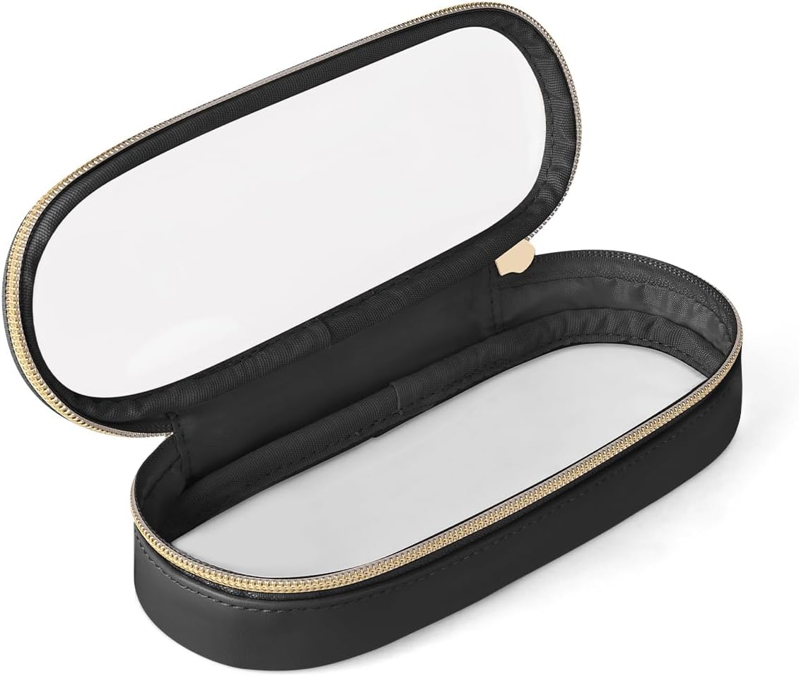 Clear Travel Makeup Brush Holder, Leather Makeup Brush Toiletry Bag, Portable Cosmetic Brush Case, Transparent Waterproof Makeup Brush Storage Bag, Black, Large