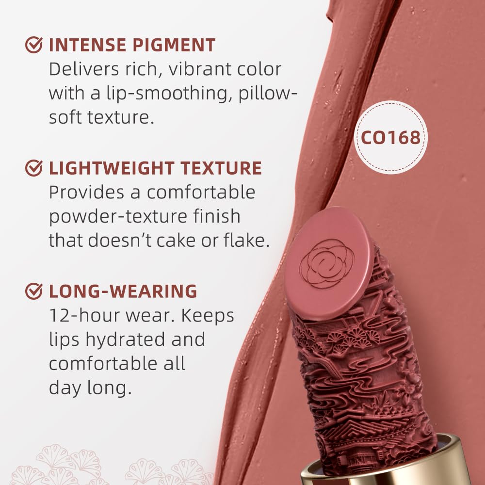 Catkin Moist Lipstick Hydrating High Impact Color Infused with Vitamin E and Avocado Oil Smooth Soft Texture Long Lasting Matte Finish 168