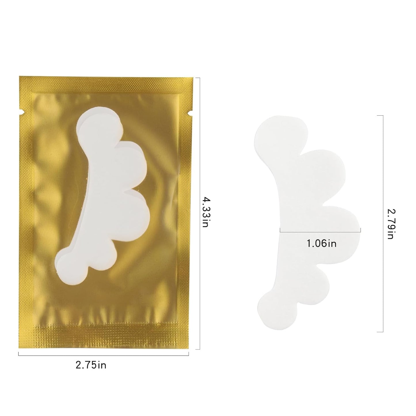 100 Pair Set Eye Gel Pads For Eyelash Extensions Lint Free Patches Beauty Tools (Gold)