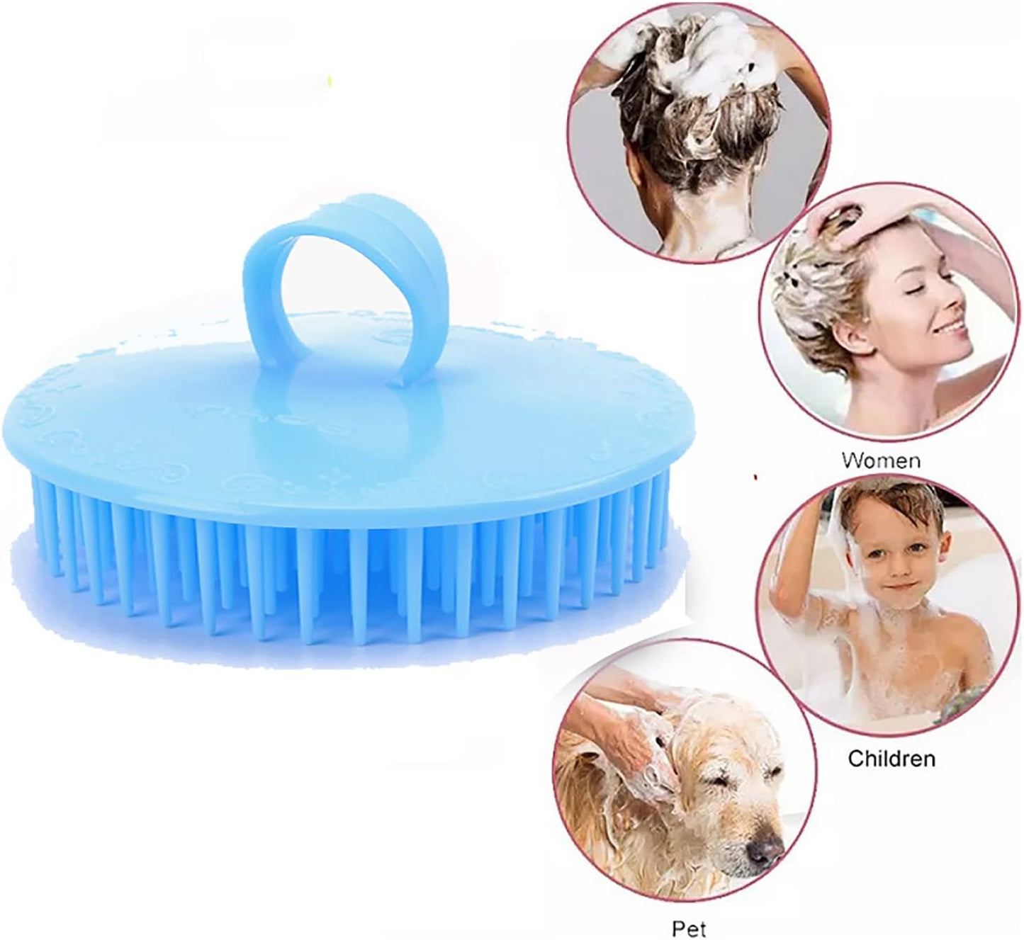 2 Pack Hair Scalp Massager Shampoo Brush Shower Head Scrubber Cleanser Massage Comb for Hair Growth Ease Dandruff Removal and Head Relaxation for Women and Men or Pets (Blue)