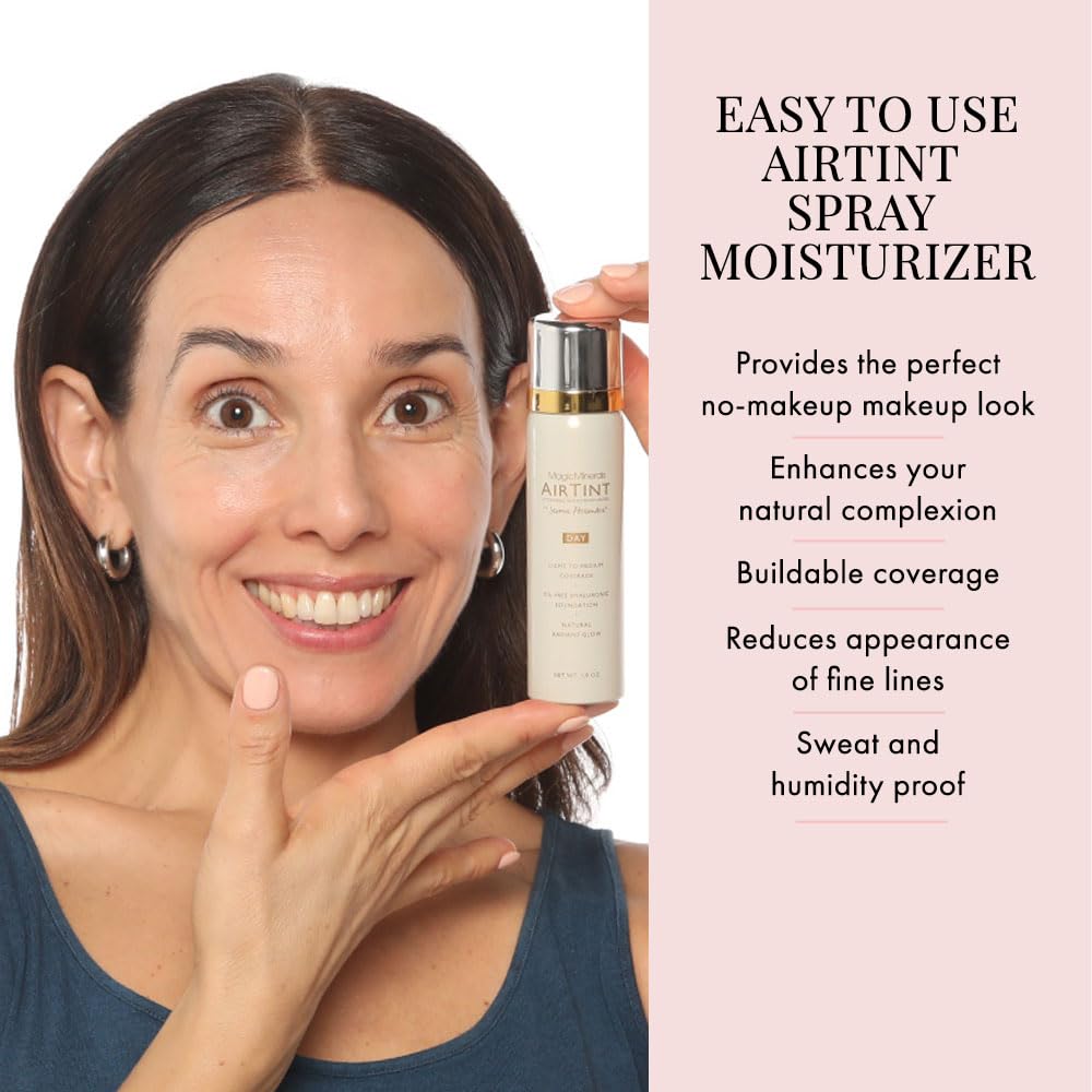 Jerome Alexander MagicMinerals AirTint Tinted Moisturizer AirBrush Spray Light Shade | Tinted Moisturizer Spray with Anti-Aging Ingredients | Light Medium
