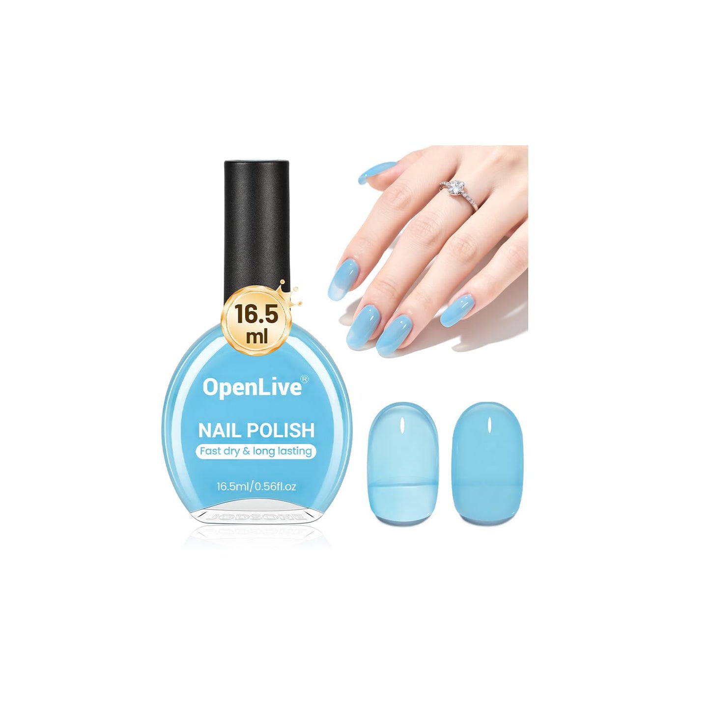 16.5ml Jelly Baby Blue Nail Polish Large Volume Quick Dry Nail Polish, Long Lasting Shine, Fingernail Toenail Nail Art DIY Home Travel Nail Art Gift