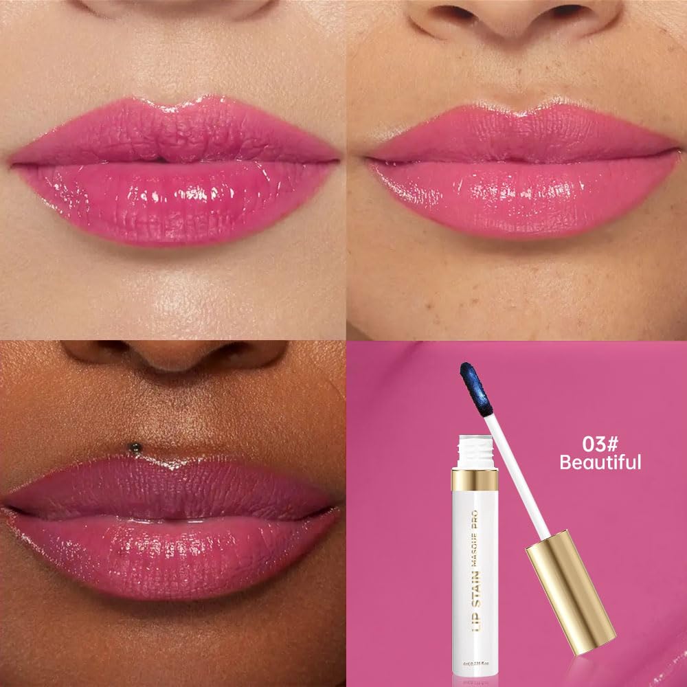 Lip Stain - Wipe-Off & Peel Off Lip Color | Waterproof, Long Lasting, Transfer-Resistant, Smudge-Proof Lip Tint | Easy Wipe Finish, High Pigment | All-Day Vibrant Kiss-Proof Lip Stain, Soft Rosy Red