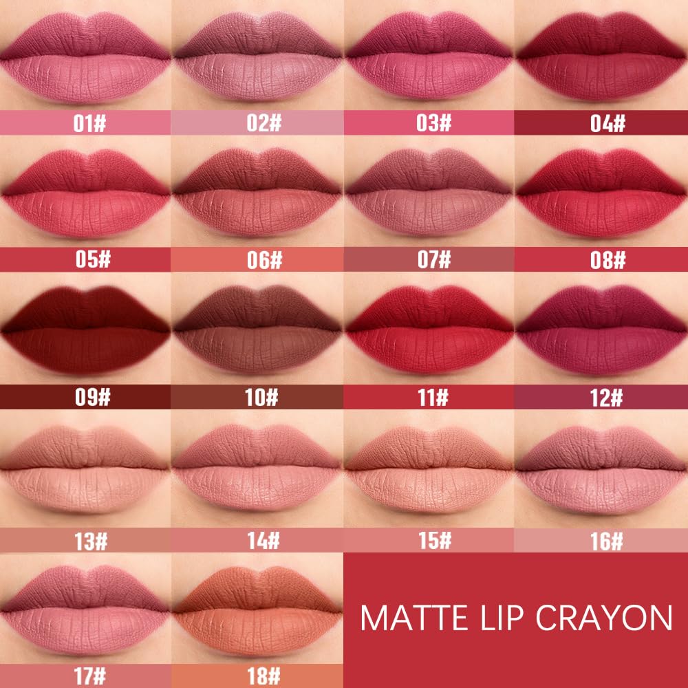 BINGBRUSH Matte Lip Crayon Set – Longwear, Waterproof, Velvet Finish, Built-in Sharpener, Smooth Lip Liner & Gloss (03#+22#, 2 Count (Pack of 1))