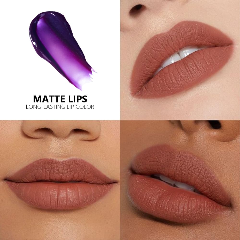 evpct Nude Brown Peel Off Lip Stain Tints, Liquid Lipstick Lip Stain Long Lasting Waterproof for Women, Non-stick Cup Lipstick Peel Off Highly Pigmented Not Faded Smudge-proof Easy to Apply, 04