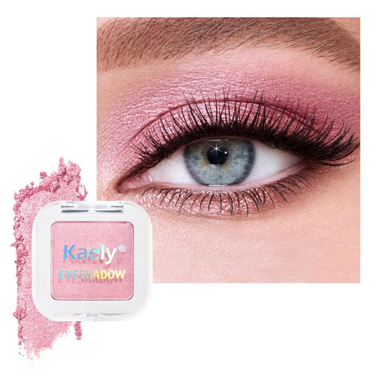 Pink Shimmer Single Eyeshadow Palette - Mini Eye Shadow in Pink | Shimmer & Glitter Makeup for Women | Highly Pigmented, Blendable Monochrome Powder Eye Shadow | Girls Eyeshadow Palette Gift