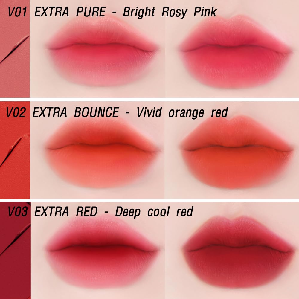 BBIA Last Velvet Tint - Soft & Creamy Matte Finish Lip Stain, Blur Effect with Velvety Texture, Long-Lasting, High Pigment, Lightweight, Non-Drying, Vegan, Korean Lip Makeup (V03 EXTRA RED)
